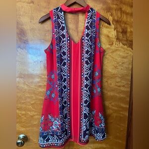 Soulmates Red and Blue Deep V Back Dress